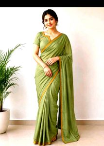 Green Saree With stiched Blouse