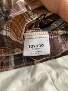 Brown Plaid Button-Up Shirt
