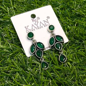 Kayan Green Stone Dangle Earrings