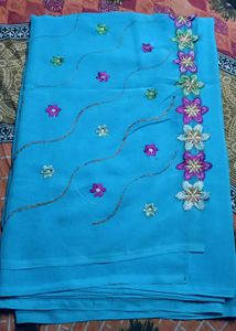 Light Blue Floral Saree