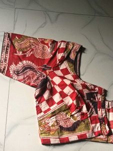 GentlyUsed Unique Red&amp;White Printed Blouse-36"Bust