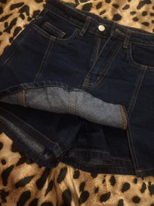 Dark Wash Denim Mini Skort