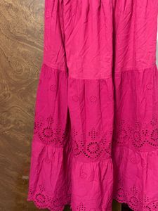 Pink Smocked Tiered Dress with Cut outs-size M
