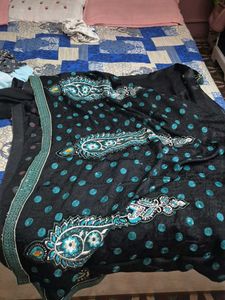 Elegant Black Embroidered Saree
