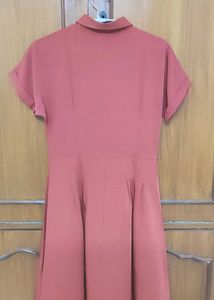 Rust red pleated classic dress