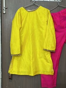 silk Vibrant Yellow Kurta Set for 6-8 yr