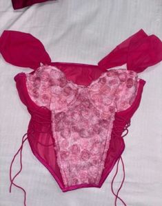Cute Pink Rose Corset Top
