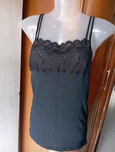 Black Lace Trim Cami Top