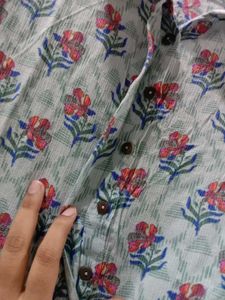 Beautiful Blue Floral Shirt Kurta