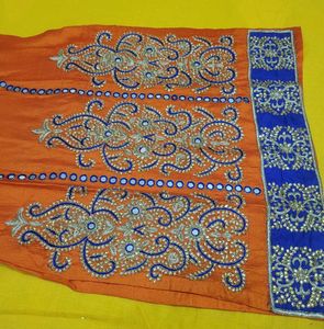 Orange &amp; golden salwar suit dupatta set