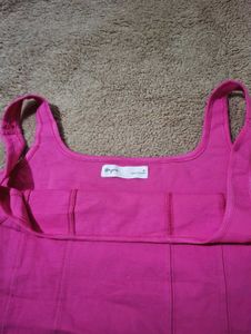 Vibrant Pink Square Neck Crop Top