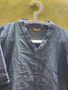 Blue Striped Cotton Kurta