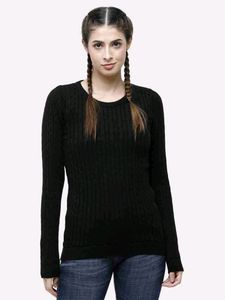 Sonoma Womens Black V neck Cable Knit Sweater
