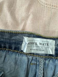 Distressed Denim Mini Skirt