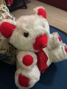 Cute White Teddy Bear with Red Accents