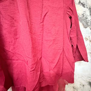Stylish Red Asymmetrical Tunic Top