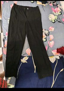 Black straight fit trousers