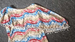 Boho Tie-Dye Tunic Top with Pom-Poms