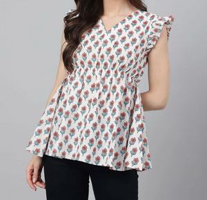 casual ruffles sleeves top