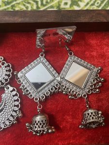 Oxidized Silver Jhumka Earrings set 2
