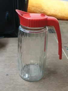 Retro Glass Pitcher with Red Lid