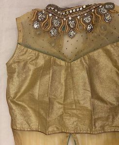 Teal Blue &amp; Gold Embroidered Lehenga Choli Set