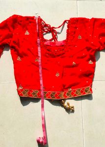 Beautiful Red Georgette designer Saree With blouse
