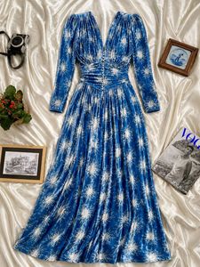 Bohemian Blue Star Print Maxi Dress