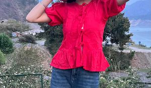 Chic Red Peplum Top