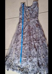 Elegant Grey Embroidered Dress