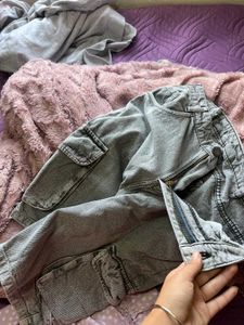 Gray Cargo Denim jorts