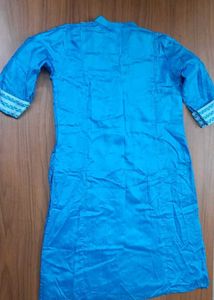 Blue Kurta with White Embroidery