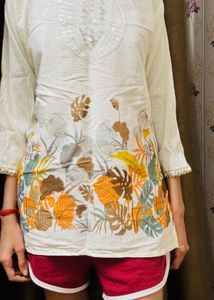 Designer Kurta with Mirror Work &amp; Tropical Print