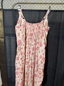 Pink Floral Button-Front Maxi Dress