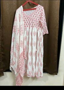 Red &amp; White Printed Dress