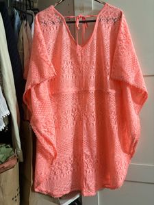 Coral Lace Swim Cover-Up