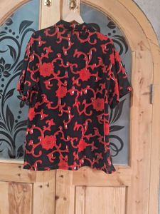Red &amp; Black Floral Print Shirt