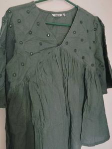 Green Embellished Kurta