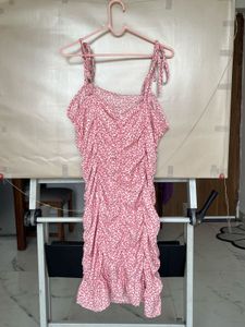 Chic Ruched Floral Mini Dress