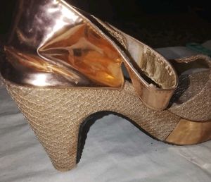 Sparkling silver gold Wedge Sandals