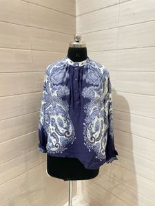 H&M Blue Paisley Print Button-Up Blouse