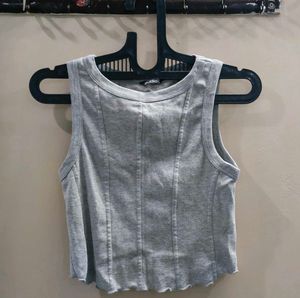 Gray Sleeveless Cropped Top