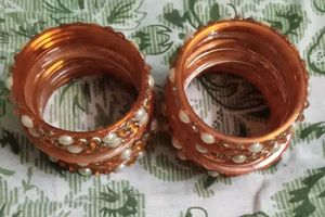 Orange Pearl Bangle Set