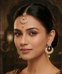Elegant Pearl & Crystal Hoop Earrings n mang tika