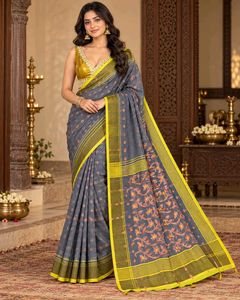 Elegant Grey Dhakai Jamdani Saree only