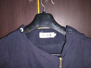 dusky Navy Blue Zip Dress