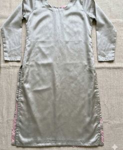 Grey Embroidered Floral kurti set