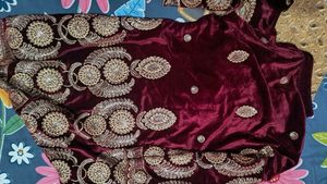 Elegant Embroidered Velvet Jacket with net dupatta