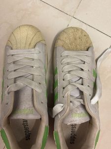 Stylish White &amp; Green Sneakers