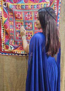 blue bandhani kurta set with duppatta and salwar